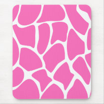 Giraffe Print Pattern in Bright Pink. Mouse Pads