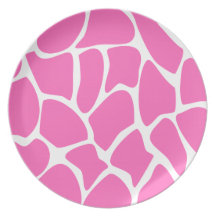 Giraffe Print Pattern in Bright Pink. Party Plates