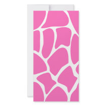 Giraffe Print Pattern in Bright Pink. Custom Photo Card
