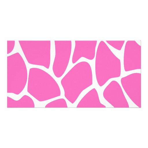 Giraffe Print Pattern in Bright Pink. Personalized Photo Card