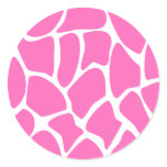 Giraffe Print Pattern in Bright Pink. Round Sticker