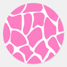 Giraffe Print Pattern in Bright Pink. Round Sticker