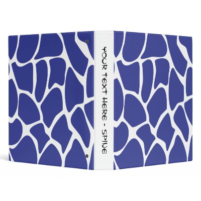 Giraffe Print Pattern in Dark Blue. 3 Ring Binders by Graphics_By_Metarla