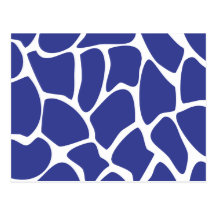 Giraffe Print Pattern in Dark Blue. Postcards