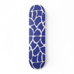 Giraffe Print Pattern in Dark Blue. Skate Deck