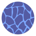 Giraffe Print Pattern in Dark Blue. Round Stickers