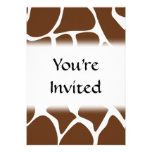 Giraffe Print Pattern in Dark Brown. Custom Invites