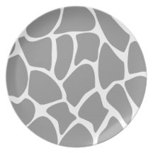 Giraffe Print Pattern in Grey. Dinner Plate