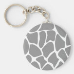 Giraffe Print Pattern in Grey. Keychain