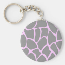Giraffe Print Pattern in Grey. Keychains