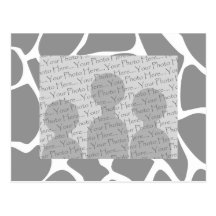 Giraffe Print Pattern in Grey. Postcard