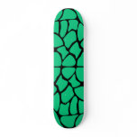 Giraffe Print Pattern in Jade Green. Skateboard Deck