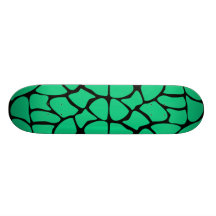 Giraffe Print Pattern in Jade Green. Skateboard Deck
