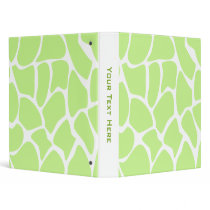 Giraffe Print Pattern in Light Lime Green. 3 Ring Binders