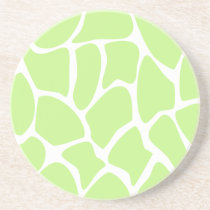 Giraffe Print Pattern in Light Lime Green. Drink Coaster