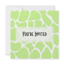 Giraffe Print Pattern in Light Lime Green. Invite
