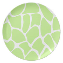 Giraffe Print Pattern in Light Lime Green. Dinner Plates