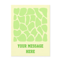 Giraffe Print Pattern in Light Lime Green. Postcard