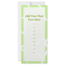 Giraffe Print Pattern in Light Lime Green. Personalized Rack Card