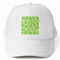 Giraffe Print Pattern in Lime Green. Trucker Hats