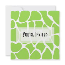 Giraffe Print Pattern in Lime Green. Custom Announcements