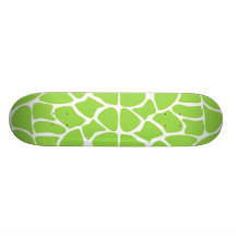 Giraffe Print Pattern in Lime Green. Skateboard Deck