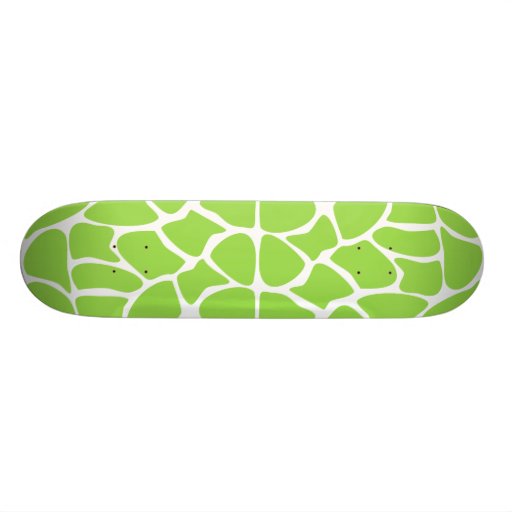 Giraffe Print Pattern in Lime Green. Skateboard Deck