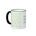 Giraffe Print Pattern in Mint Green. Coffee Mug