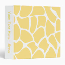 Giraffe Print Pattern in Yellow. 3 Ring Binders