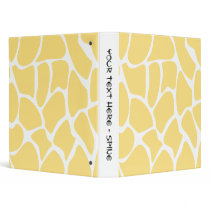 Giraffe Print Pattern in Yellow. 3 Ring Binder
