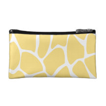 Giraffe Print Pattern in Yellow. Cosmetic Bags