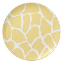 Giraffe Print Pattern in Yellow. Plates