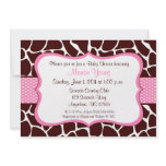 Giraffe Print Pink Baby Shower Invitation
