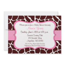 Giraffe Print Pink Baby Shower Invitation