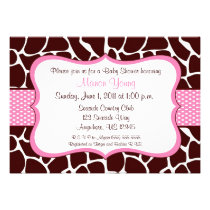Giraffe Print Pink Baby Shower Invitation invitations