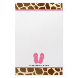 Giraffe Print & Pink Flip Flops Stationery