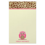 Giraffe Print & Pink Owl Stationery