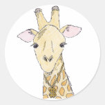 giraffe round sticker