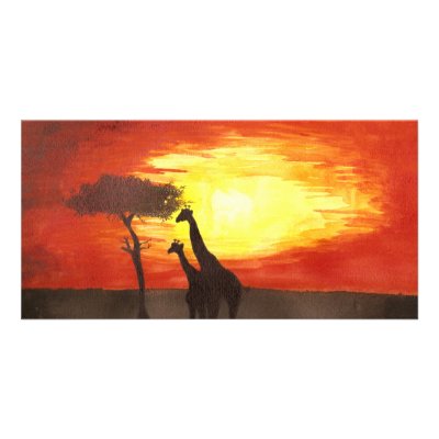 Giraffe Silhouette Custom Photo Card by melly385