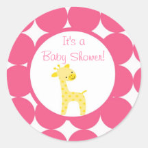 giraffe sticker fun cute baby shower sweet pink
