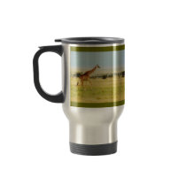 Giraffe walking Masai Mara Plains Kenya travel mug