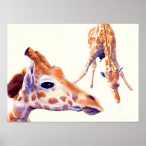 Giraffe Watercolor Painting Print and Poster