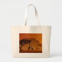 giraffe with her baby safari style canvas bag