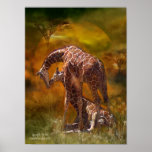 Giraffe World Art Poster/Print