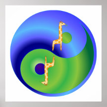 Giraffe Yin Yang Posters