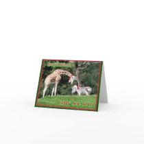 Giraffe Zebra Christmas Greeting Card