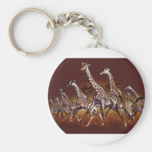 Giraffes-A-Running Keychains