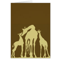 Giraffes, Dark Brown Back, Yellow Foreground Greeting Card