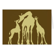 Giraffes, Dark Brown Back, Yellow Foreground Cards