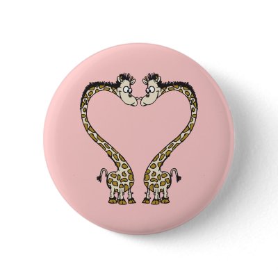 Giraffes In Love Buttons by love_gifts